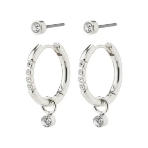ELNA crystal earrings 2-in-1 set silver-plated
