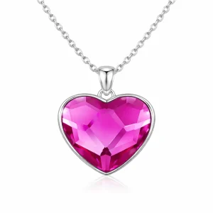 Halskette Herzenskristall Pink Silber